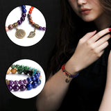 Natural Semi Precious Gemstone Beads Bracelet for Women - Life Tree and Leaf Charm Energy Healing Reiki Crystal Stretch Bracelets