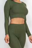 Ribbed Long Sleeve Crop Top & Leggings Set (CAPELLA)