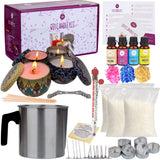 DIY Candle Making Kit for Adults ‚ 66 Pcs All Inclusive with 4 Decorative Candle Tins, 10 Tealight Candle Tins, Soy Wax, Dye, Fragrance Oils, Cotton Wicks, Melting Pot, Wick Holder ‚Äìart & Crafts