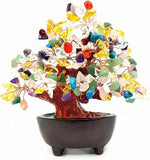 7 Inch Quartz Crystal Money Tree Bonsai Feng Shui Gem Decoration for Wealth and Luck (Multicolor)