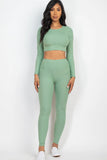 Ribbed Long Sleeve Crop Top & Leggings Set (CAPELLA)