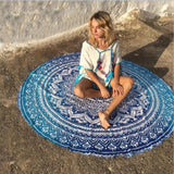 2016 New European Rayon Printing Circular Beach Mat Yoga Blankets Yoga Mat Sand Cloth Shawl Towel Bikini Summer Dress 143Cm