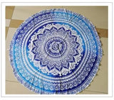 2016 New European Rayon Printing Circular Beach Mat Yoga Blankets Yoga Mat Sand Cloth Shawl Towel Bikini Summer Dress 143Cm