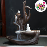 Waterfall Incense Holder Zen Incensario Flor De Lotus Backflow Queimador De Incenso Home Zen Decor Incense Burners Base Censer