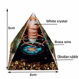 6CM Energy Generator Orgone Pyramid Copper Wire Is Wrapped around Crystal Posts Orgonite Pyramid Emf Protector