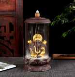 Backflow Incense Burner Purple Sand Creative Buddha Statue Golden Ganesha Buddhism Decoration Zen Buddhism Decoration