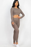 Ribbed Long Sleeve Crop Top & Leggings Set (CAPELLA)