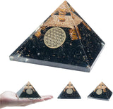 55Mm Orgone Pyramid Black Tourmaline Protection Crystals Reiki Healing Stones, Organite Pyramid for Good Luck Gift for Women Men Gemstone Crystal Chakra Charm Orgone Generator Orgonite Collection