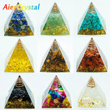 1.57Inch Natural Crystal Pyramid Energy Quartz Amethyst Reiki Healing Crystal Chakra Resin Pyramid Meditation Tool Home Decor