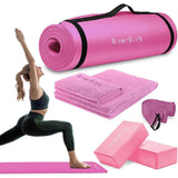 Yoga Mat Set - Complete Yoga Starter Kit with Thick Mat, Blocks, Strap, and Cooling Towels