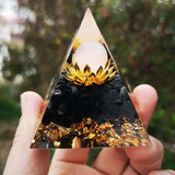 NAPOLN Orgonite Pyramid Lotus Natural Purple Crystal Beads Healing Reiki Chakra 60Mm Generator Obsidian Pyramid Orgonite Energy