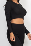 Ribbed Long Sleeve Crop Top & Leggings Set (CAPELLA)