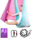 Aerial Yoga Hammock L:5M W:2.8M 5.5 Yards Aerial Pilates Silk Yoga Swing Set with 2000 Ibs Load Include Daisy Chain, Pose Guide