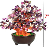 7 Inch Quartz Crystal Money Tree Bonsai Feng Shui Gem Decoration for Wealth and Luck (Purple)