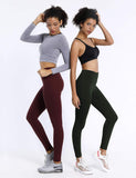 22"/26"/28" Inseam Yoga Pants Inner Pocket Workout Capris Running High Waist Full Length Leggings Tummy Control