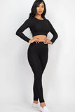 Ribbed Long Sleeve Crop Top & Leggings Set (CAPELLA)