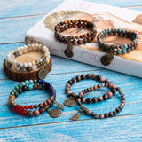 Natural Semi Precious Gemstone Beads Bracelet for Women - Life Tree and Leaf Charm Energy Healing Reiki Crystal Stretch Bracelets