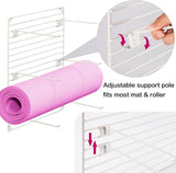 Yoga Mat Rack Wall Mount Foam Roller Storage Gym Organizer Yoga Mats Holder Yoga Mat Organizers and Storage Metal Grid Hooks Adjustable