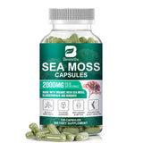 Organic Sea Moss Capsules 2000Mg with Burdockroot, for Immune Boost, Skin & Joint Health, Gut Cleanse & Thyroid Support - 120 Capsules