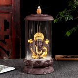 Backflow Incense Burner Purple Sand Creative Buddha Statue Golden Ganesha Buddhism Decoration Zen Buddhism Decoration