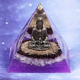 Orgonite Pyramid Buddha Natural White Crystal Garnet Energy Generator Pyramid Chakra Healing Meditation Decoration Jewelry