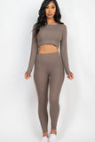 Ribbed Long Sleeve Crop Top & Leggings Set (CAPELLA)