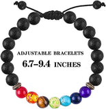 2-14 Pcs Men Women 8Mm Lava Rock 7 Chakra Aromatherapy Essential Oil Diffuser Bracelet Elastic Natural Stone Yoga Beads Bracelet 14 TC