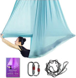 Aerial Yoga Hammock L:5M W:2.8M 5.5 Yards Aerial Pilates Silk Yoga Swing Set with 2000 Ibs Load Include Daisy Chain, Pose Guide