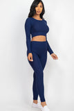 Ribbed Long Sleeve Crop Top & Leggings Set (CAPELLA)